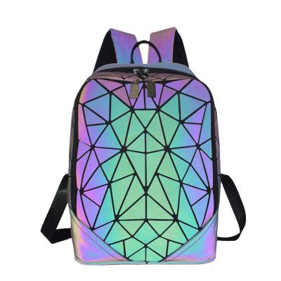 China High Quality Hotsale Waterproof Geometric Luminous Backpacks Women Girls Travel Shoulder Bags School Backpack for sale