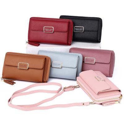 China Fashion New Multifunctional Women PU Leather Shoulder Bag Large Capacity Money Clutch Phone Bag Female Wallets for sale