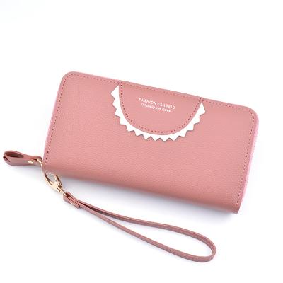 China Waterproof Women Leather Double Purse Large Capacity Card Holders Zipper Wallets Long Clutch Money Wallets Phone Pocket for sale