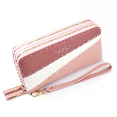 China Anti-theft geometric women grab wallets phone pocket purse card holder patchwork wallet along for sale