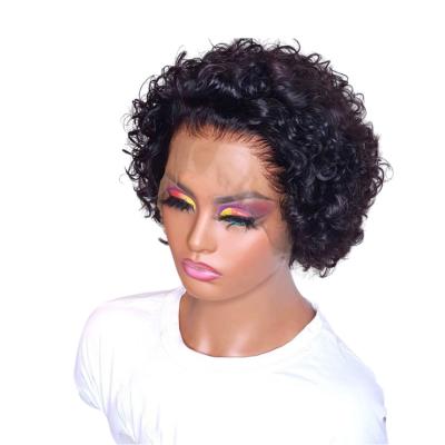 China Straight Curly pixie cut lace wig human hair  Curly Pixie cut lace wig human hair headwear for sale