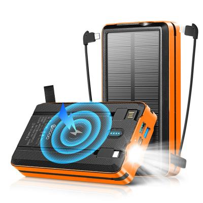 China Solar Panel Charging Home Outdoor Travel Lightning Led High Capacity Waterproof Banco De Energia Power Bank 30000mah Solar Light Charger PowerBank for sale