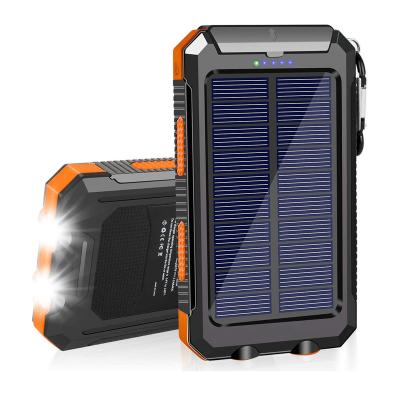 China Carry Outdoor Waterproof Power Bank Easy Fast Charging Led Portable Fast Charging Charger Banco De Energia 20000mah Solar Powerbank With Solar Panel for sale