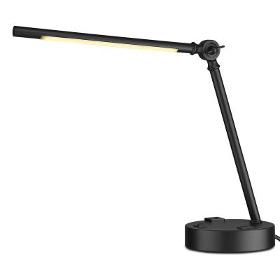 China Dimmable 6W 3500K Lighting Fixtures USB Charging Port And Plug Socket Desk Table Lamp Black Reading Light for sale