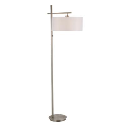 China Modern Hospitality Floor Lamp With Chrome Finish Milk Shade Hotel Guest Room Lighting Canvas Reading Light Floor Lamp for sale