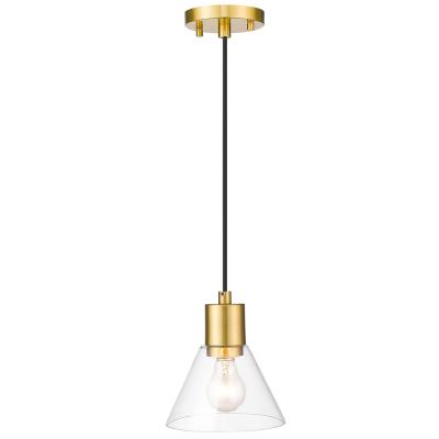 China Modern Glass 1-Light Gold Kitchen Pendant Hanging Light Fixtures with Clear Glass Shade in Gold Finish Pendant Light for sale