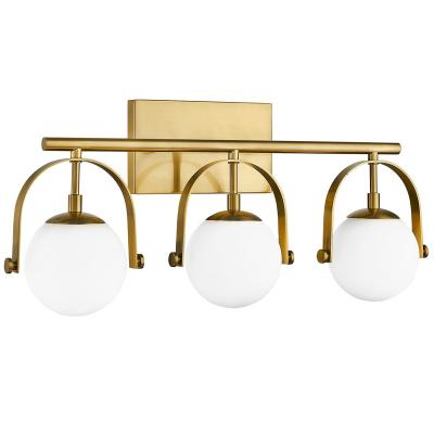 China Modern European Style 22.75 Inch Gold Metal Material Hotel Bedroom Glass Vanity Light for sale