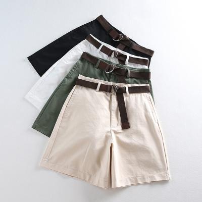 China High Elastic Waist Anti-wrinkle Office Lady Style Wide Leg Female Fashion Casual Korean Shorts With Canvas Waistband For Women for sale