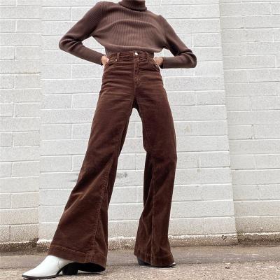 China 2021 Corduroy High Waist Vintage QUICK DRY Brown Pants Solid Slim Women Pantalon Femme Rocket Pants Long Harajuku Ladies 90s Pants for sale