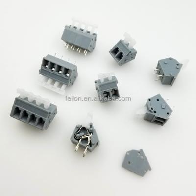 China PA66/94 V-0 screwless 45 degree push button pcb terminal block replace spring dg243-5.0 connector for sale