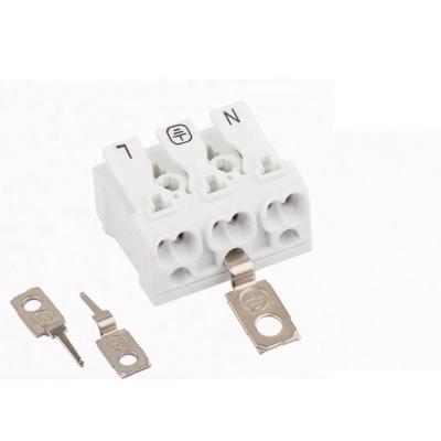 China PA UL94 V-0 Terminal 3 923 Series Lamp Lighting Terminal Block Connector With Ground Earth Hook for sale