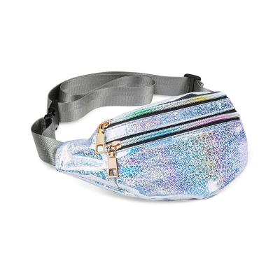 China Hot Sales Waterproof Fanny Pack Fashionable Holographic Waist Bag with Adjustable Strap for Travel for sale