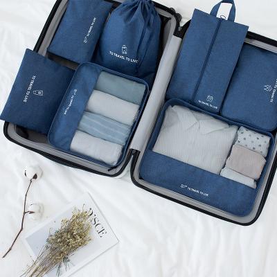 China Fashion Wholesale 7 Storage Sets Oxford Clothing Matching Natural Recycled Outdoor Portable Bag Travel Bag for sale