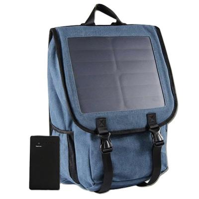 China New Arrival Anti-theft Bag Package With Solar Panel Charger Power Bank For Smart Phone Canvas Backpack for sale