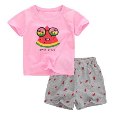 China Popular clothing girl's casual bulk wholesale children's boutique short-sleeve suit for sale