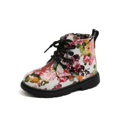 China Fashion Toddler Girls Floral Boots Kids Winter Sports Shoes Waterproof PU Leather Wholesale Waterproof for sale