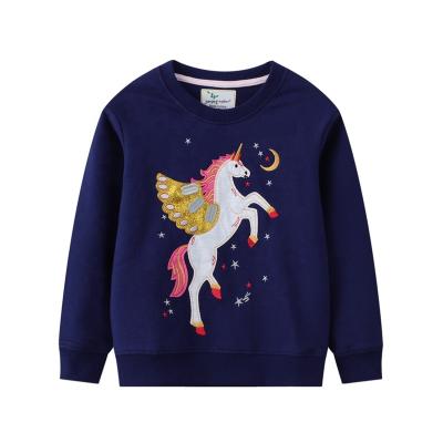 China 2021 Unicorn Print Round Neck Baby Girl Toddler Girl Cotton Anti Shrink Wrap Long Sweatshirts 2021 for sale