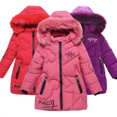 China Anti-wrinkle girls polyester winter nylon coat girl winter pink red woolen coat with hat for sale