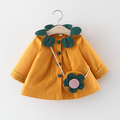 China Fashion Casual Baby Yellow Dress For Girls Long Sleeve Infant Clothing For Toddler Cute Autumn Winter Baby Girls 2PCS With Small Bag for sale