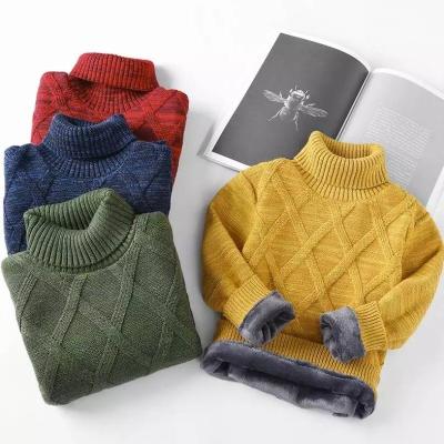 China Sweater Children's Boy Cotton Turtle Neck Sweater Anti-shrinkage Set Pure Fashion Kid Girl Winter Color Thick Knitted Bottom Top for sale