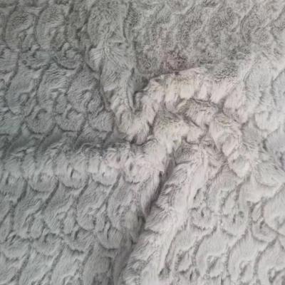 China 2021 Shrink-Resistant Hot Sale Imitation Rabbit Fur Embossed Knitted Custom Fish Scale Patterned Fleece Fabric for sale