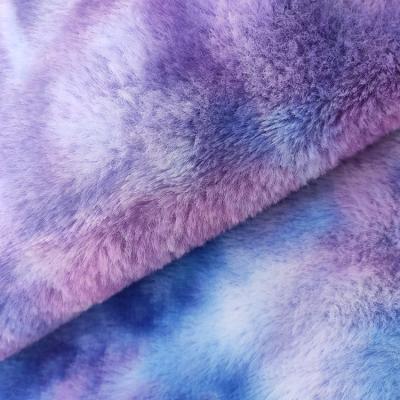 China Stain Shrink-Resistant Tie-Dye Rainbow Gradient Rabbit Down Coat Toy Shoe Pet Nest Plush Polyester Material Fabric for sale