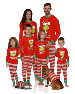 China Family Christmas QUICK-DRY pajamas 2021 autumn and winter new Christmas hat parent-child equipment with dog equipment for sale