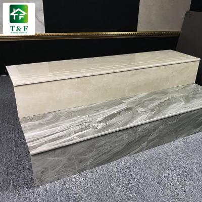 China Shiny Rustic Porcelain Stair Tile Foshan Porcelain Floor Tiles Villa Stair Strip Step Tiles NO--slip Rustic Tiles for sale