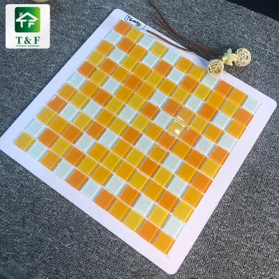 China Modern yellow white color mix mosaic tile Top-grade glossy glass mosaic tiles for hotel decoration for sale