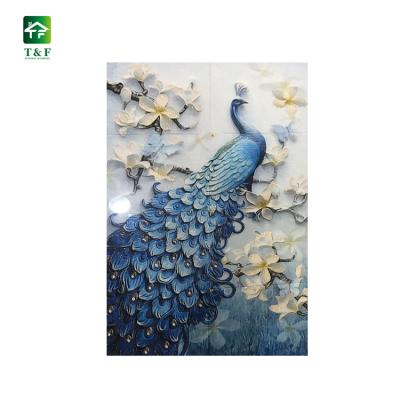 China Rustic Tiles Peacock Blue Ceramic Look 3d Floor Tile Prices High Gloss Bedroom Sale Good 3d Flooring Tile Price In India for sale