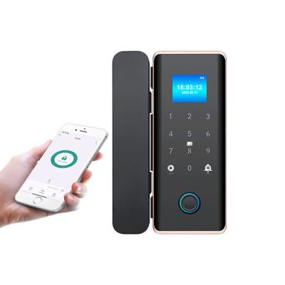 China 1.77 Inch TFT Fingerprint Password Card Bluetooth Mobile App Cylinder Bolt Smart Glass Door Lock 100 for sale