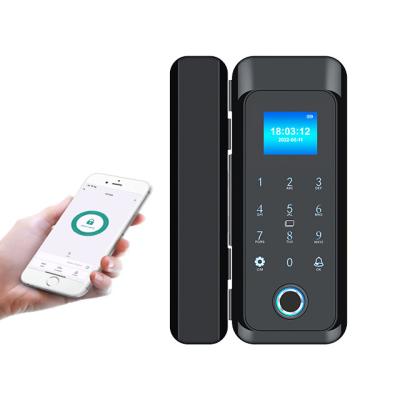 China 1.77 Inch TFT Fingerprint Password Card Bluetooth Mobile App Cylinder Bolt Smart Glass Door Lock 100 for sale