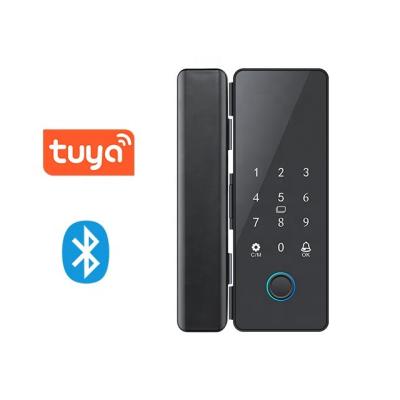 China No Screen Fingerprint Password Card Tuya Bluetooth Cylinder Bolt Smart Glass Door Lock 100 for sale