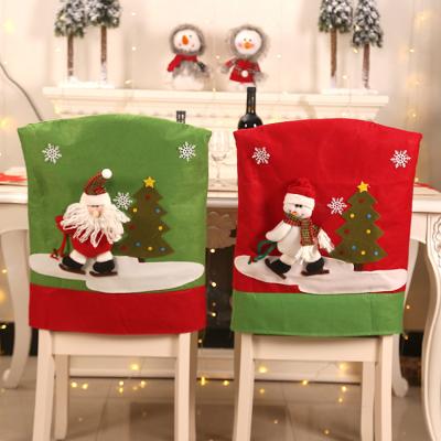 China Christmas Decorations Set Living Room Hotel Restaurant Set Table Chair Cartoon Christmas Decoration Creative Christmas Ski Chair Cover for sale