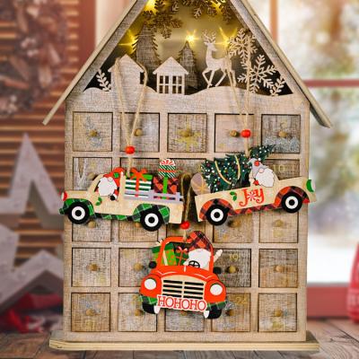 China Wooden Crafts Kids Wooden Gift for Christmas Home Car Decorations Christmas Party Pendants Wooden Ornaments for sale