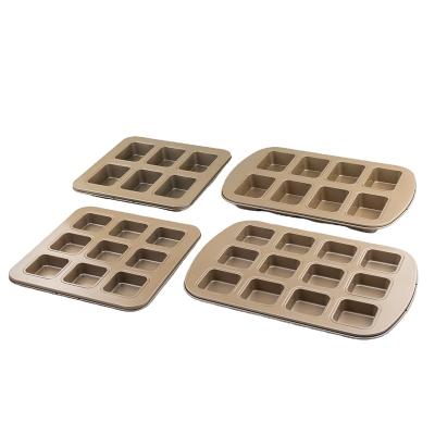 China 6/8/9/12 Cavity Non-Stick Carbon Steel Square Non-Stick Oven Microwave Dessert Tray Mold for sale