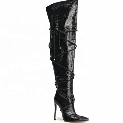 China 2020 winter women lightweight boots tie up zipper over the knee boots for women with high heels thigh high boots for sale