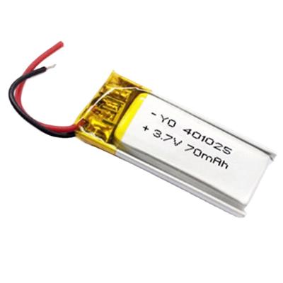 China Smallest Size Consumer Electronics Battery 401025 3.7v 70mah Lithium Polymer Battery for sale