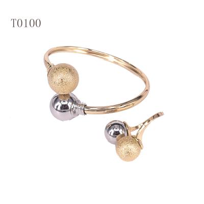 China T0100 Fashion Wholesale Fashion Jewelry Rub Ball Bracelet Ring Two Pieces Jewelry Set for sale