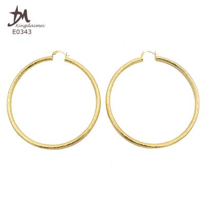 China E0343 18K Gold Plated Copper Tube Women's Handmade Hoop Earrings for sale