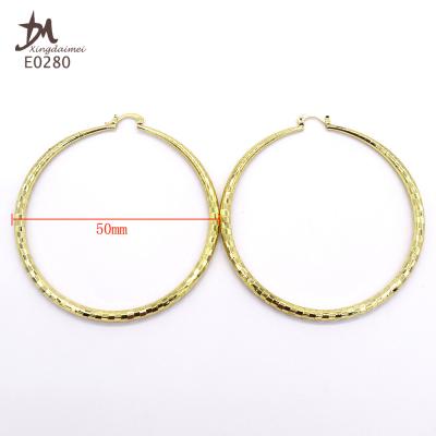 China E0280 50MM Gold Plated Copper Tube Women's Handmade 18K Hoop Earrings for sale