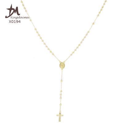 China X0194 Virgin Mary Jewelry Gold Jewelry Virgin Mary Rosary Necklace Three Colors Beaded Rosary Necklace 18k Gold Rosary Necklace for sale