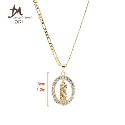 China Fashion Long Necklaces Simple Religious Pendant Necklace Gold Jewelry Z071 Virgin Mary Gold Pendant Necklace for sale