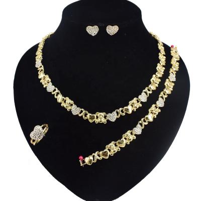 China Fashion Jewelry Set T0231 Latest Design Teddy Bear Heart 18K Gold Plated Gold Plated Jewelry Set X Stud Earrings for sale