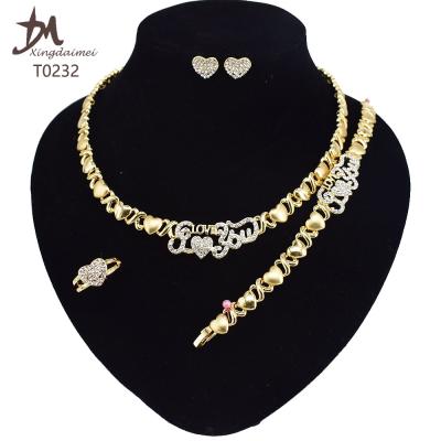 China Hot Sale 18K Gold X Heart Jewelry Set Jewelry Set T0232 High Quality New Design I Love You for sale