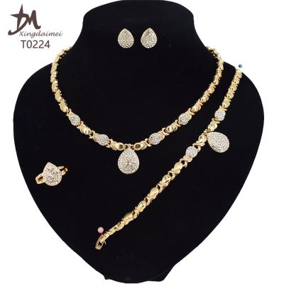 China American Hot Selling X Water Drop 18K Gold Plated High Quality Jewelry Set T0224 High Quality Jewelry Set for sale