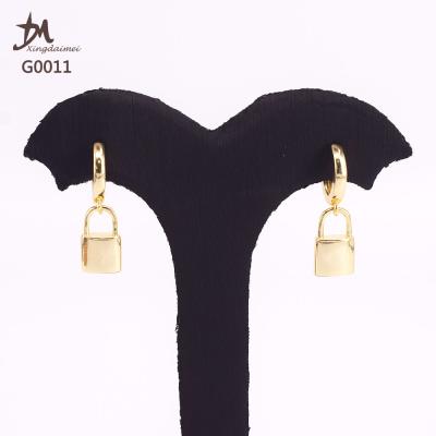 China Fashion G0011 New Design High Quality Real 18K Gold Plated Women Lock Earrings for sale