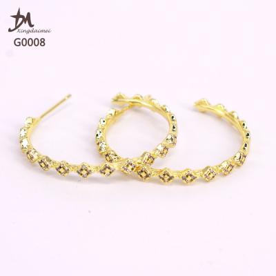 China Fashion G0008 New Design High Quality Real 18K Gold Plated Women Zircon Stud Earrings for sale