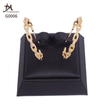 China Fashion G0006 New Design High Quality Real 18K Gold Plated Women Zircon Stud Earrings for sale