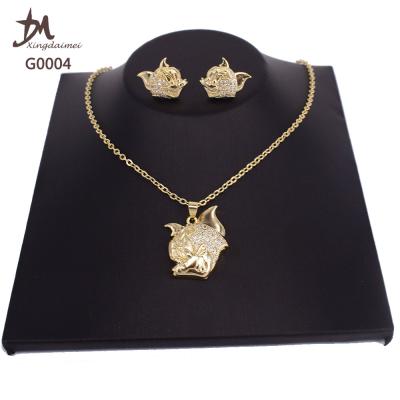 China High Quality Jewelry Set High Quality G0004 18K Zircon Earrings And Necklace Women And Children Gold Plated Speaking Tom Zircon Jewelry Set for sale